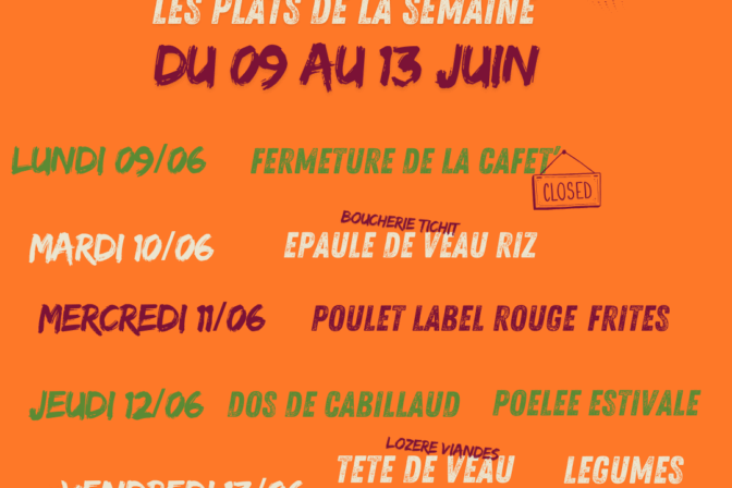 Au menu de la Cafèt’ la semaine prochaine