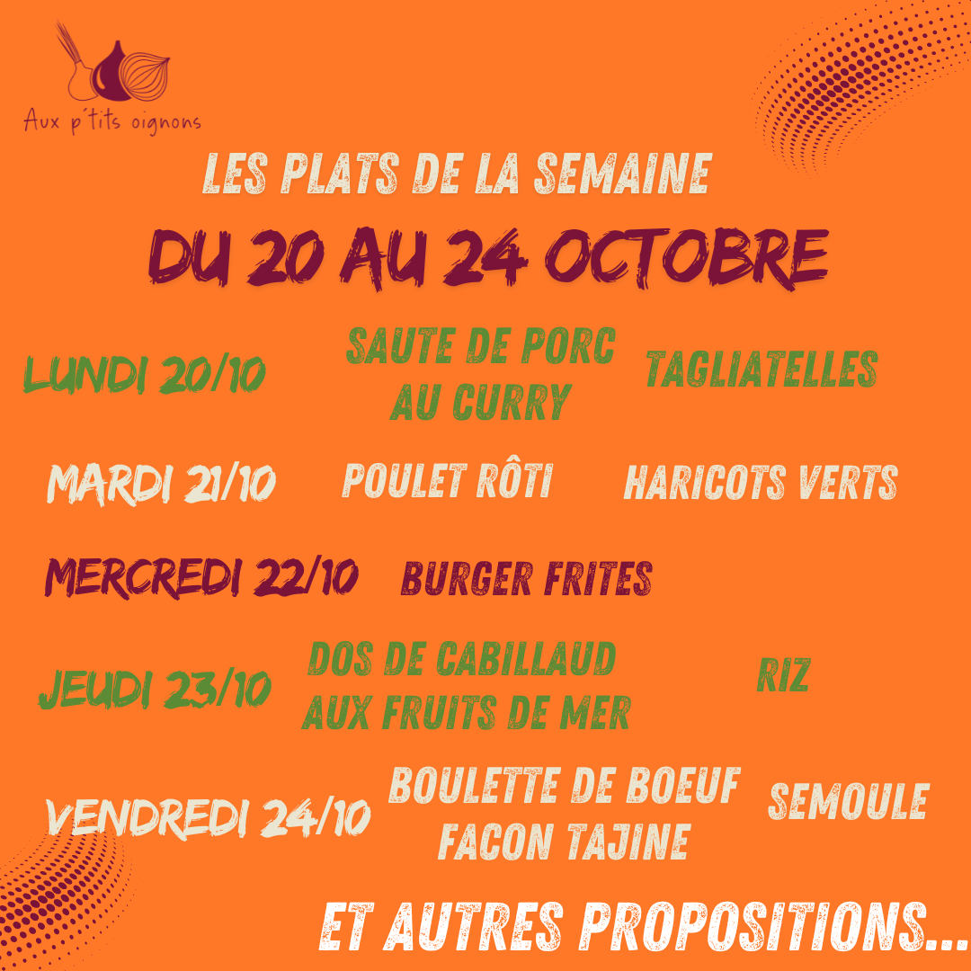 Venez vous régaler à la Cafèt’ des P’tits Oignons du 20 au 24 octobre ! 🧅