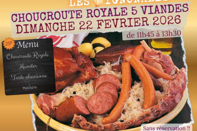 🧅CHOUCROUTE ROYALE le dimanche 22 février 2026🧅