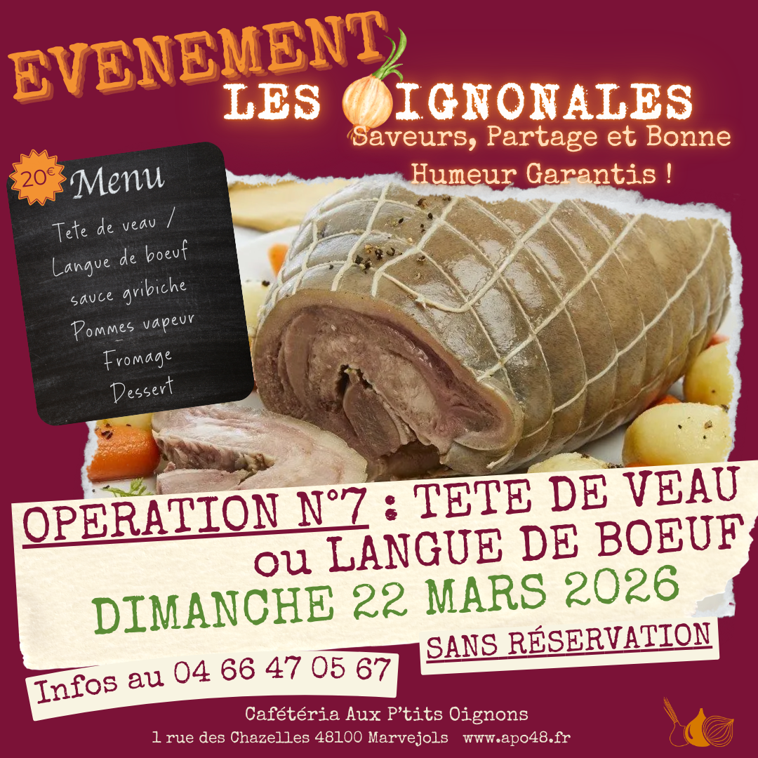 🧅OIGNONALE 7 : Tête de veau Dimanche 22 mars 2026🧅