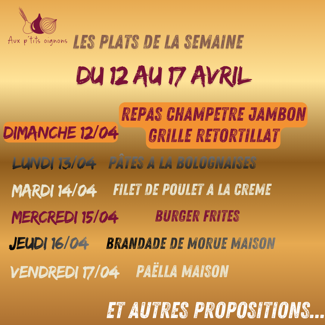 Au programme des P’tits Oignons du 12 au 17 avril