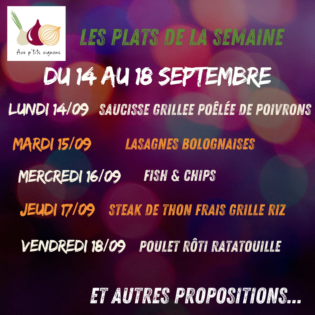 🧅Au programme de la Cafèt’ du 14 au 18 septembre